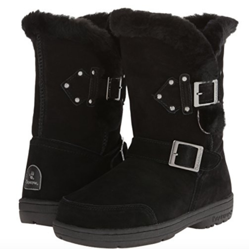 BEARPAW Women’s Madeline Mid Calf Suede Sheepskin Boots Size 6